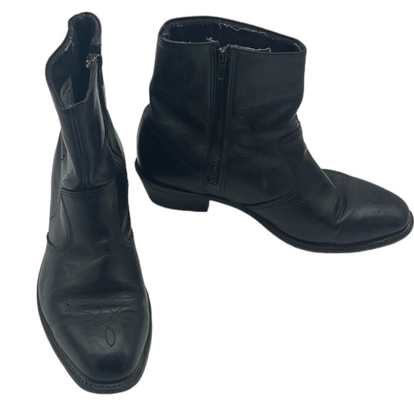 Double H Black Leather Side Zip Western Boots Men Size 10.5 BLEMISH - Picture 1 of 10